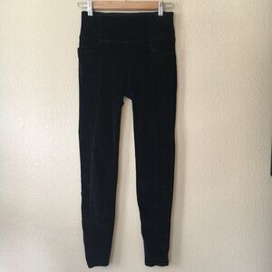 Athleta Leggings S Black Cord Velour High Waisted Metro Tight Velvet Pants